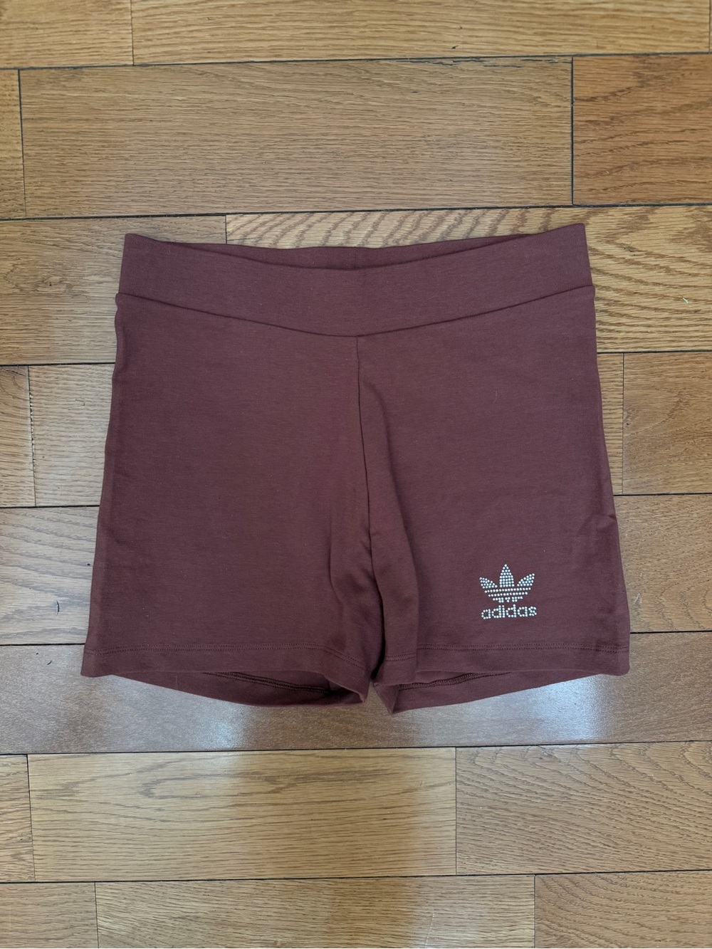 adidas brown rhinestone shorts